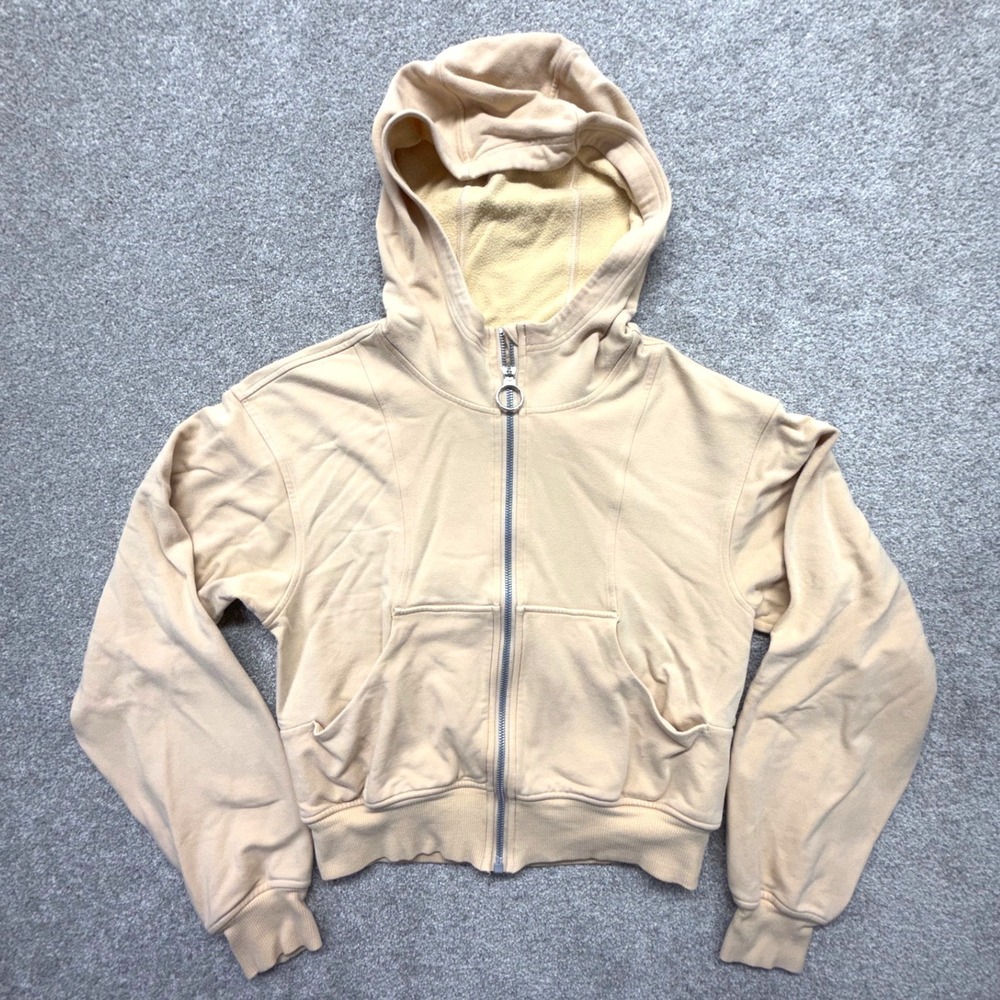 Lululemon Scuba Full Zip Hoodie Tan Beige Cropped Sweatshirt Size 4 LW3CULS